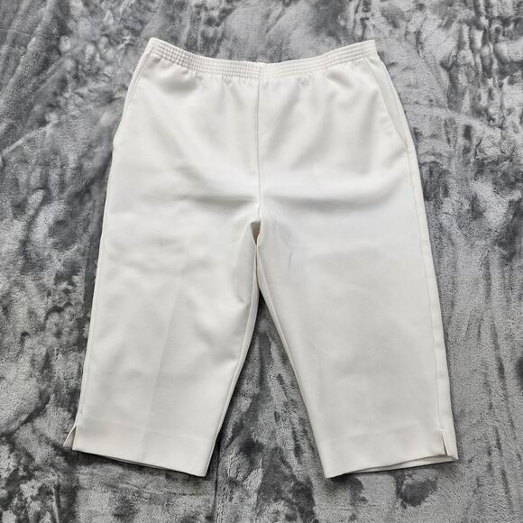 Vintage Alfred Dunner Pants Womens 10P PETITE White Pull On Capri Stretch Casual - Picture 1 of 12